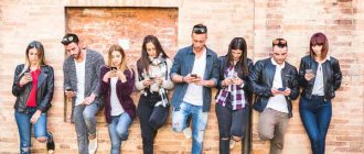 A group of young people are addicted to phones