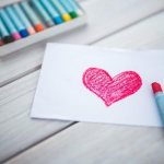 Heart drawn with crayons