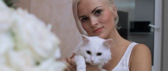Женщина с белым котом